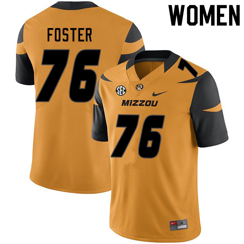 Women #76 Javon Foster Missouri Tigers College Football Jerseys Sale-Yellow